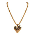 Chanel Vintage 24K Gold Plated Long CC Heart Pendant Necklace