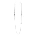Chanel Silver Metal, White Strass, and White Pearl Logo and Hearts Sautoir Necklace
