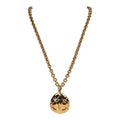 Chanel Vintage 24K Gold Plated CC Quilted Oval Pendant Necklace