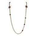 Chanel CC Gripoix Burgundy Beaded Necklace Gold Hardware