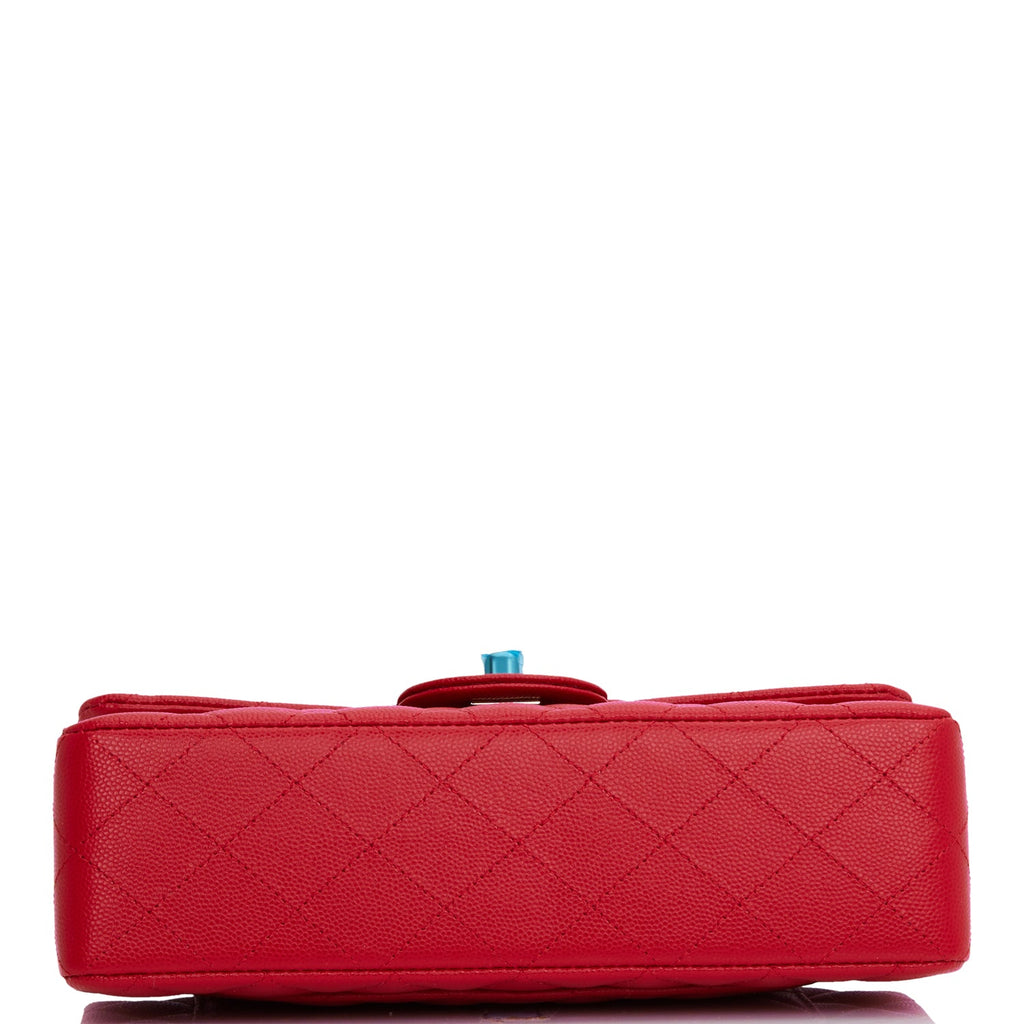 Chanel Small Classic Double Flap Red Caviar Light Gold Hardware