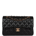 Chanel Small Classic Double Flap Bag Black Lambskin Rose Gold Hardware
