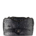 Chanel Small Classic Flap Bag Black and Silver Sequins Silver Hardware