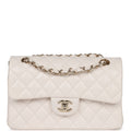 Chanel Small Classic Double Flap White Caviar Light Gold Hardware