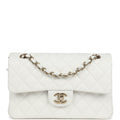 Chanel Small Classic Double Flap White Caviar Light Gold Hardware
