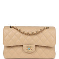 Chanel Small Classic Double Flap Bag Beige Caviar Gold Hardware
