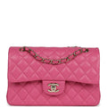 Chanel Small Classic Double Flap Dark Pink Caviar Light Gold Hardware