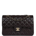 Chanel Small Classic Double Flap Bag Brown Lambskin Light Gold Hardware