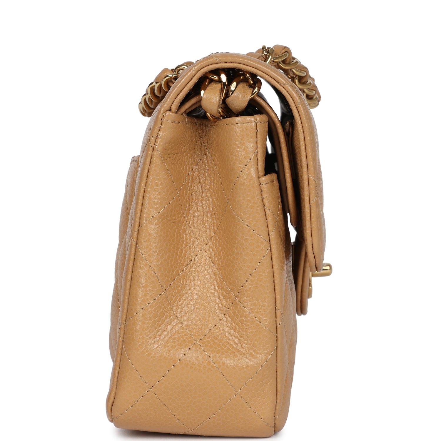 Chanel Small Classic Double Flap Dark Beige Caviar Gold Hardware