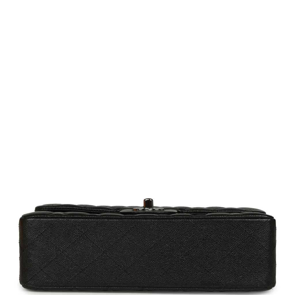 Pre-owned Chanel Small Classic Double Flap Bag Black Iridescent Caviar Ruthenium Hardware
