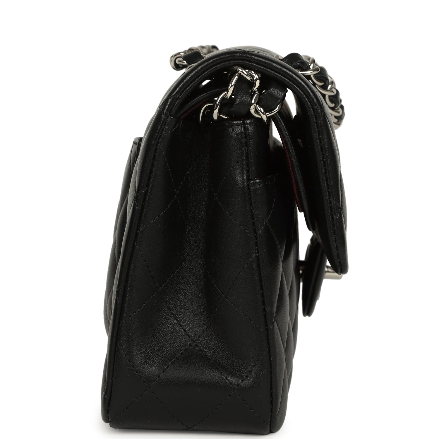 Pre-owned Chanel Small Classic Double Flap Bag Black Lambskin Silver Hardware