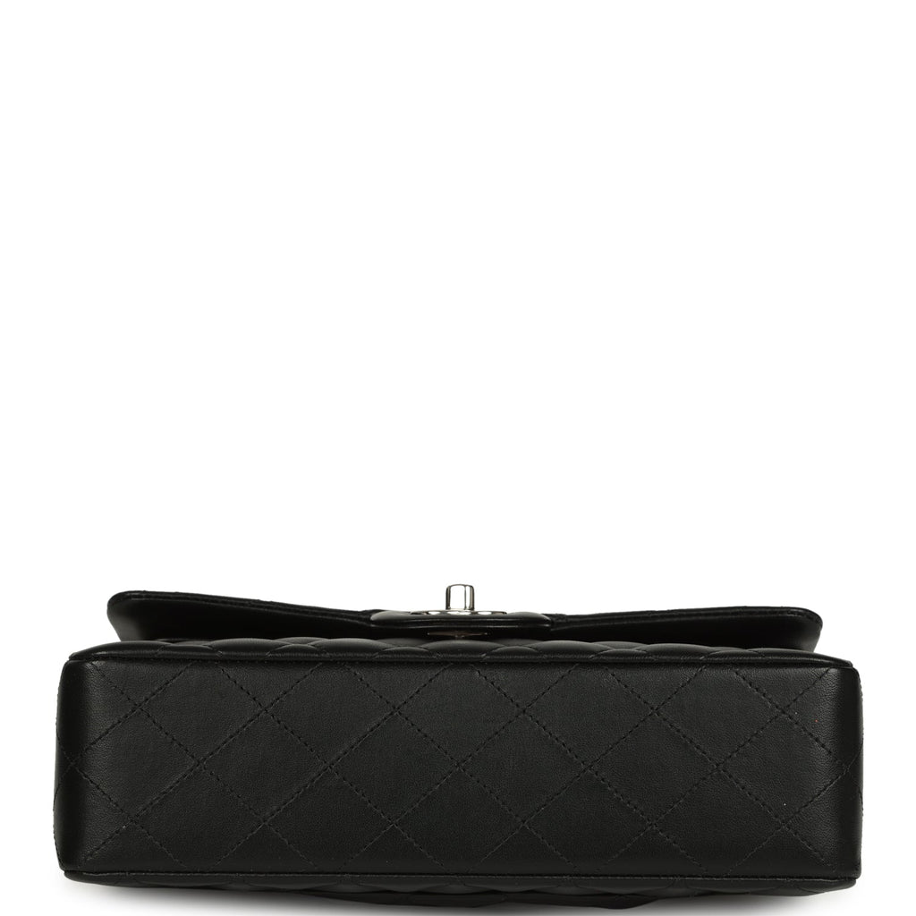 Pre-owned Chanel Small Classic Double Flap Bag Black Lambskin Silver Hardware