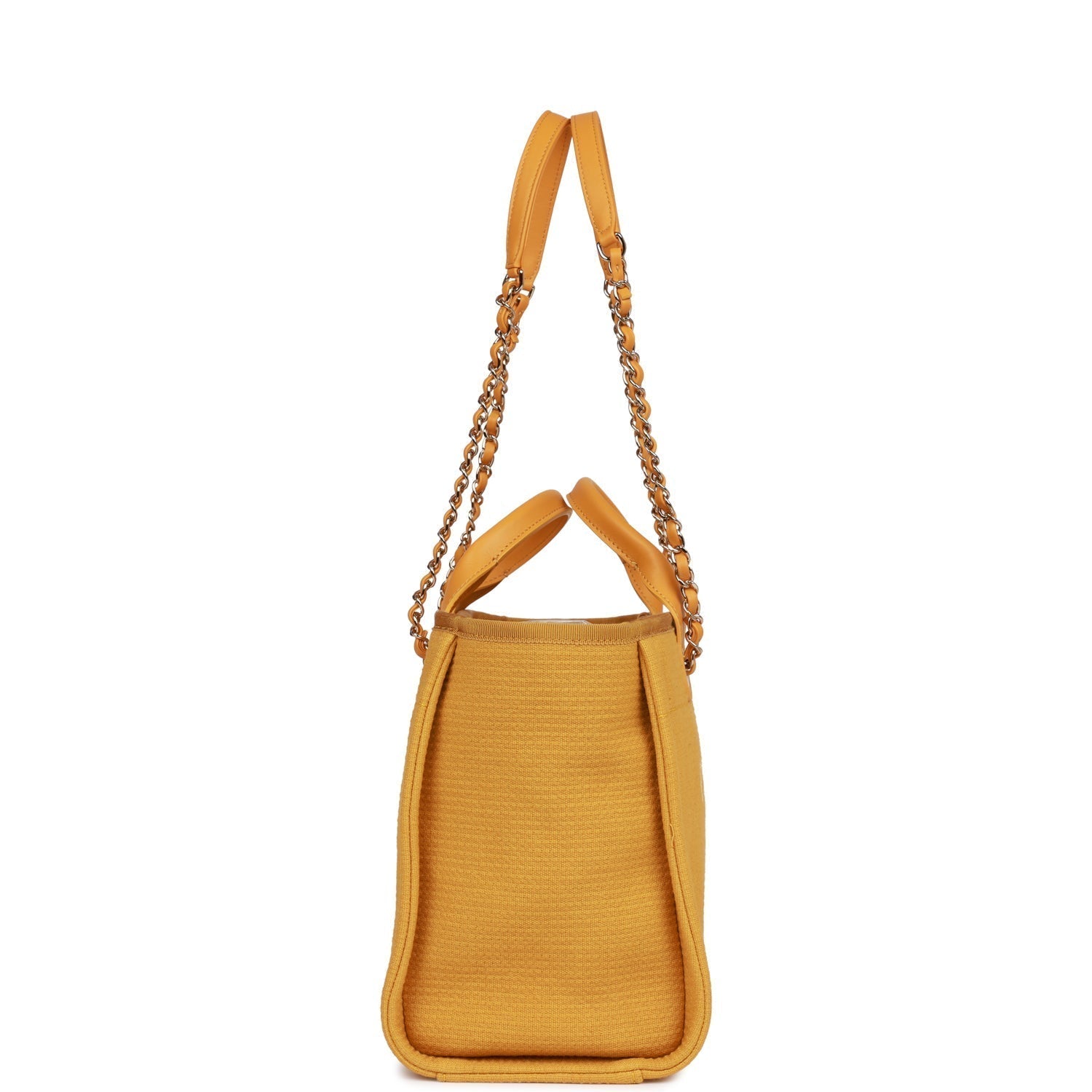 Chanel Small Deauville Shopping Tote Dark Yellow Boucle Light Gold Hardware
