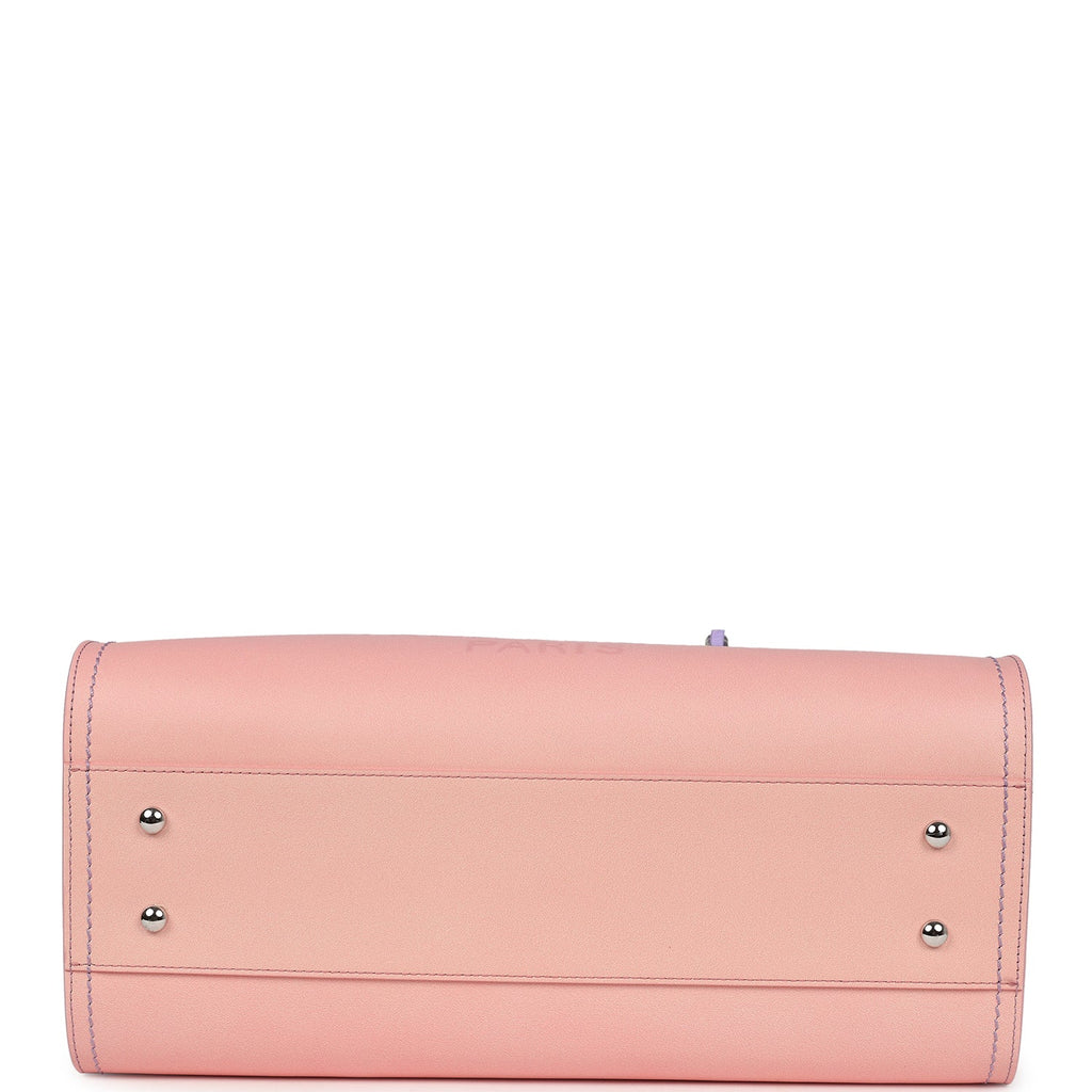 Chanel Small Deauville Shopping Tote Pink and Purple Ombre Calfskin Silver Hardware