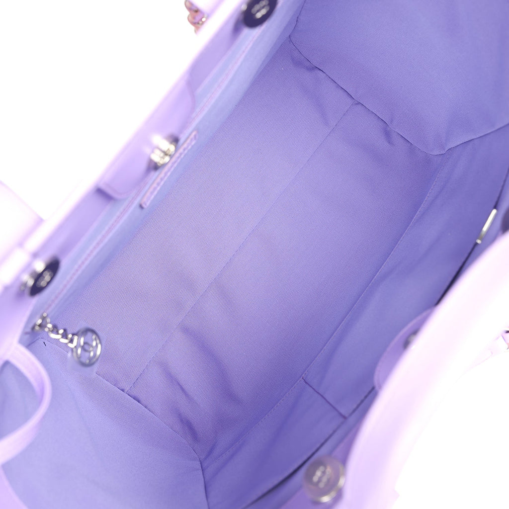 Chanel Small Deauville Shopping Tote Pink and Purple Ombre Calfskin Silver Hardware