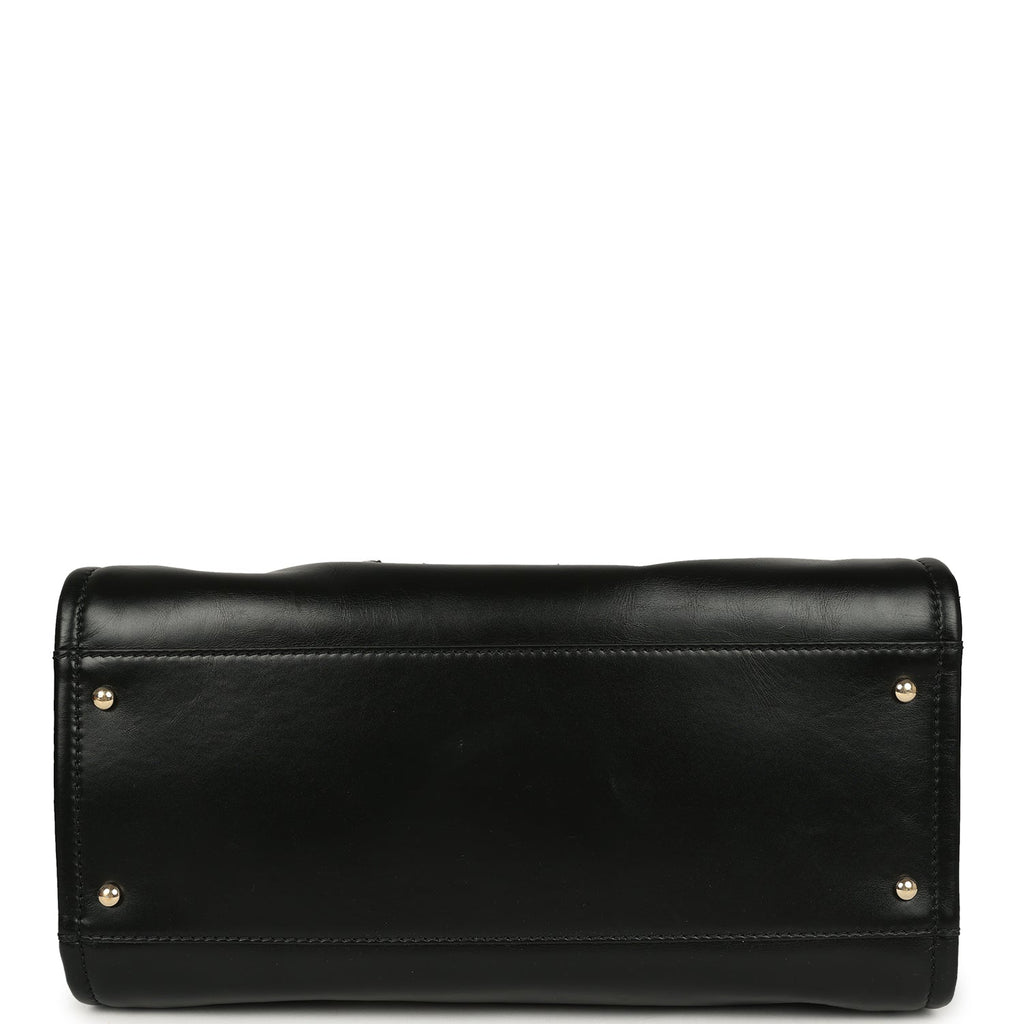 Pre-owned Chanel Medium Deauville Shopping Tote Black Crumpled Calfskin and Tweed Gold Hardware