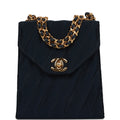Chanel Vintage Mini Flap Bag Dark Blue Satin Gold Hardware