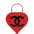 Chanel Vintage Heart Vanity Bag Red and Black Patent Antique Gold Hardware
