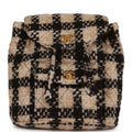 Chanel Vintage Duma Backpack Beige and Black Tweed Gold Hardware