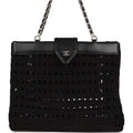 Chanel Vintage Supermodel Tote Black Crochet Aged Silver Hardware