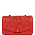 Chanel Vintage Small Diana Flap Bag Red Lambskin Gold Hardware