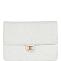 Chanel Vintage Single Flap Bag White Ostrich Gold Hardware