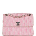 Chanel Vintage Classic Mini Flap Bag Pink Tweed Silver Hardware