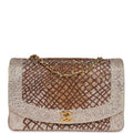 Custom Swarovski Crystal Chanel Vintage Medium Diana Flap Bag Beige Lambskin Gold Hardware