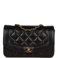 Chanel Vintage Small Diana Flap Bag Black Lambskin Gold Hardware