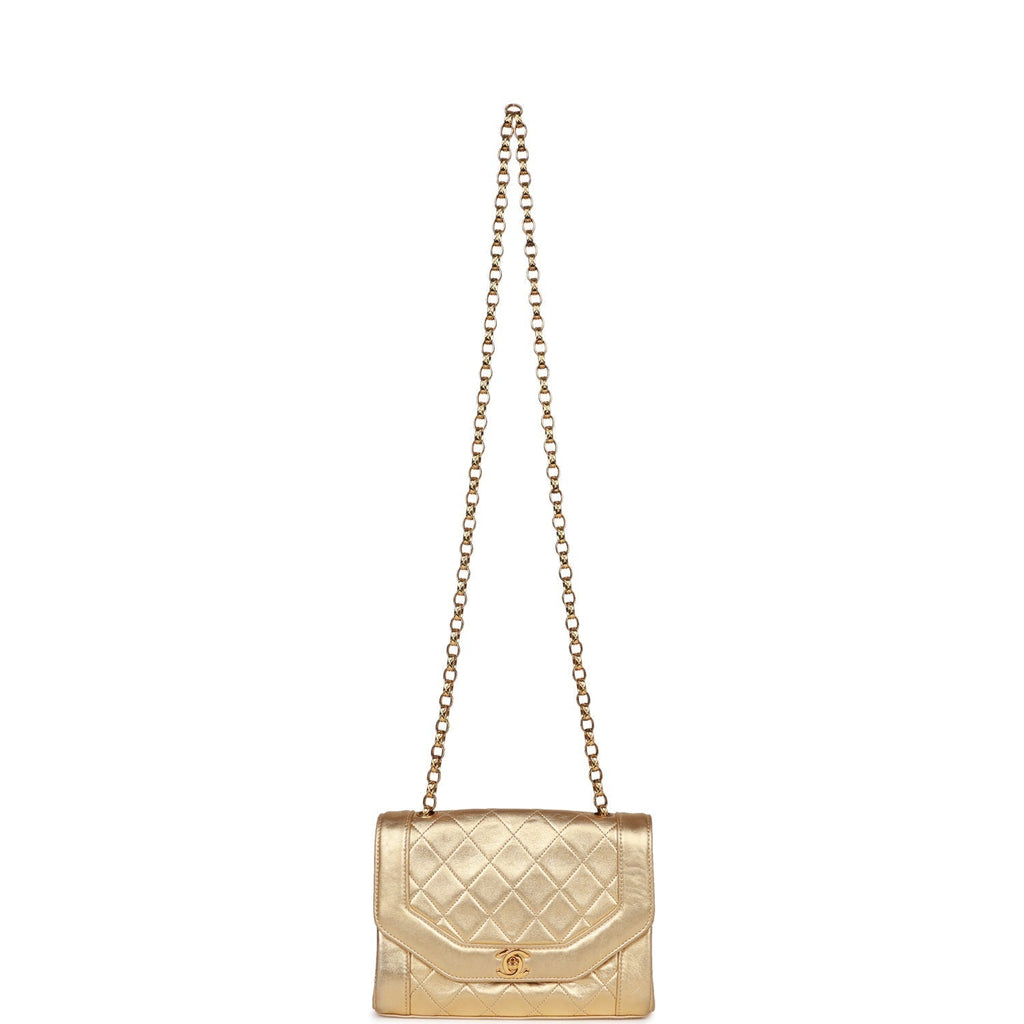 Chanel Vintage Flap Bag Gold Metallic Lambskin Gold Hardware