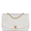 Chanel Vintage Medium Diana Flap Bag White Lambskin Gold Hardware