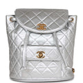 Chanel Vintage Duma Backpack Silver Metallic Lambskin Gold Hardware