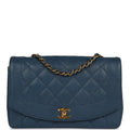 Chanel Vintage Medium Diana Flap Bag Blue Caviar Gold Hardware