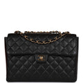 Chanel Vintage Jumbo Classic Single Flap Bag Black Caviar Gold Hardware