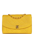 Chanel Vintage Medium Diana Flap Bag Yellow Lambskin Gold Hardware