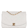 Chanel Vintage Medium Diana Flap Bag White Caviar Gold Hardware
