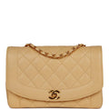 Chanel Vintage Medium Diana Flap Bag Beige Caviar Gold Hardware