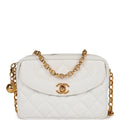 Chanel Vintage Camera Bag White Caviar Gold Hardware