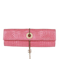 Chanel Vintage Chain Envelope Evening Clutch Bag Pink Crocodile Gold Hardware