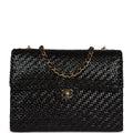 Chanel Vintage Flap Bag Black Wicker Gold Hardware
