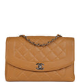 Chanel Vintage Medium Diana Flap Bag Dark Beige Caviar Silver Hardware