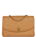 Chanel Vintage Medium Diana Flap Bag Dark Beige Caviar Gold Hardware