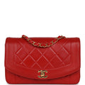 Chanel Vintage Small Diana Flap Bag Red Lambskin Gold Hardware