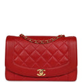 Chanel Vintage Small Diana Flap Bag Red Lambskin Gold Hardware