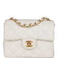 Chanel Vintage Mini Square Flap White Caviar Gold Hardware