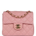 Chanel Vintage Mini Square Flap Light Pink Lambskin Gold Hardware