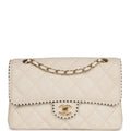 Chanel Vintage Medium Single Flap Bag White Lambskin Gold Hardware