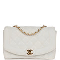 Chanel Vintage Medium Diana Flap Bag White Caviar Gold Hardware