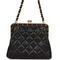 Chanel Vintage Frame Bag Black Lambskin Gold Hardware