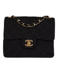Chanel Vintage Mini Square Flap Bag Black Canvas Gold Hardware